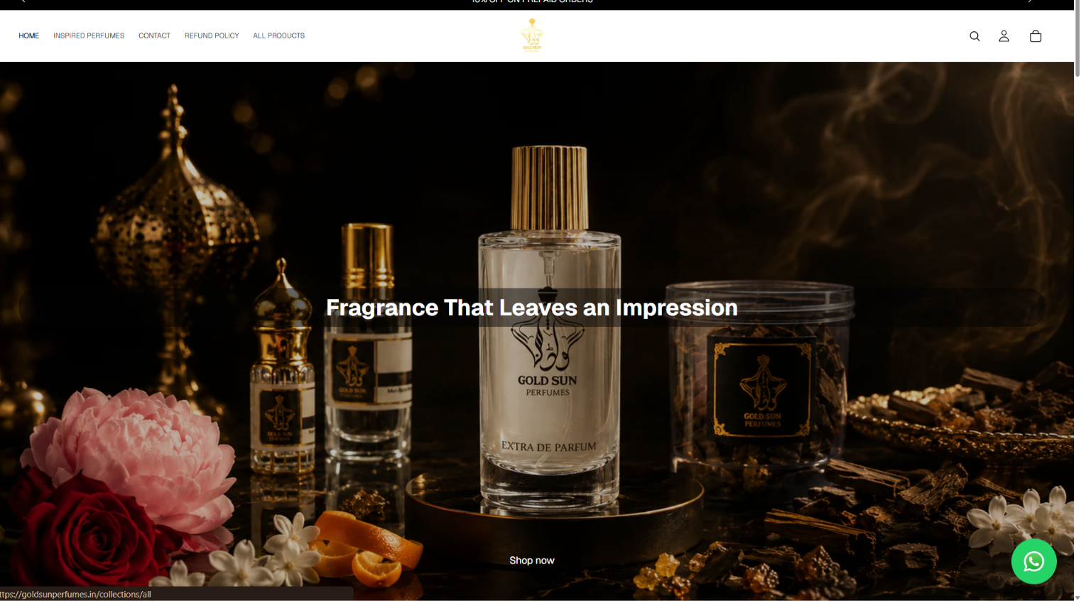Gold Sun Perfumes storefront screenshot