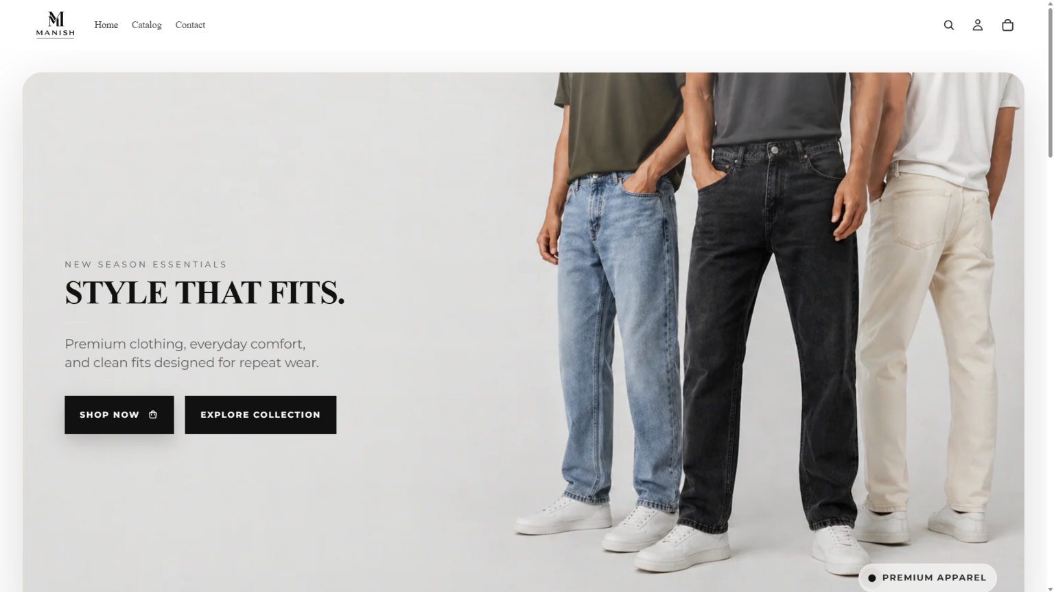 Manish Fashion Hub storefront screenshot