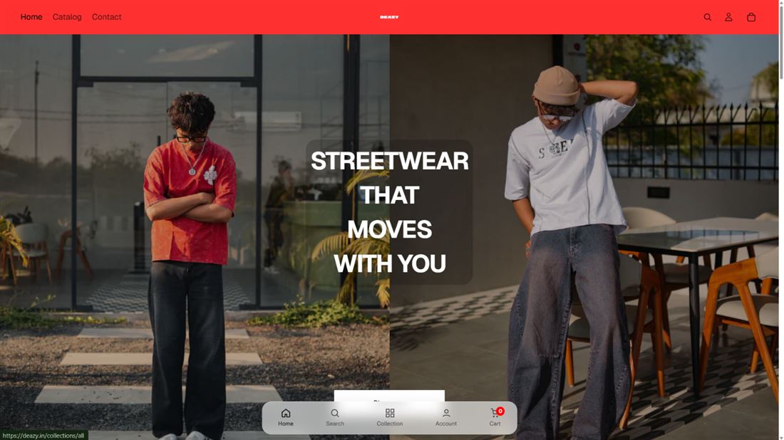 Deazy fashion ecommerce homepage