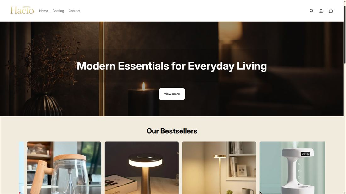 Haelo product ecommerce homepage