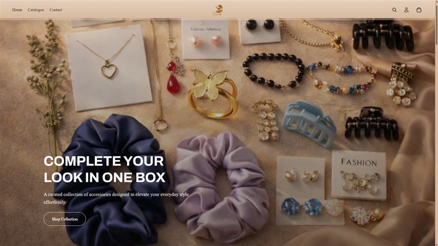 Jewellery and accessories ecommerce homepage with product-led visual presentation